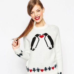 NWT Christmas Jumper With Love Penguins Sweater